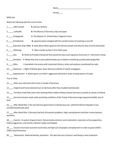 WW2-8th grade test