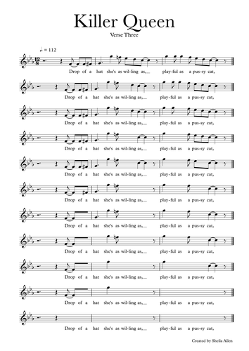 Killer Queen Missing Notes Exercises (Edexcel GCSE Music 9-1) AoS2