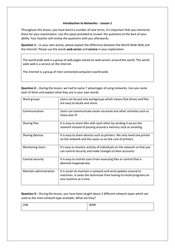 OCR Computer Science 1-9 - Networks Introduction