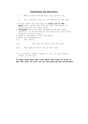 Polystyrene cup equilibrium
