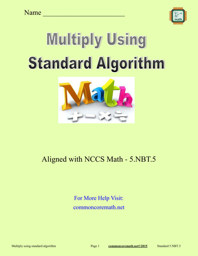 Multiply Using Standard Algorithm - 5.NBT.5