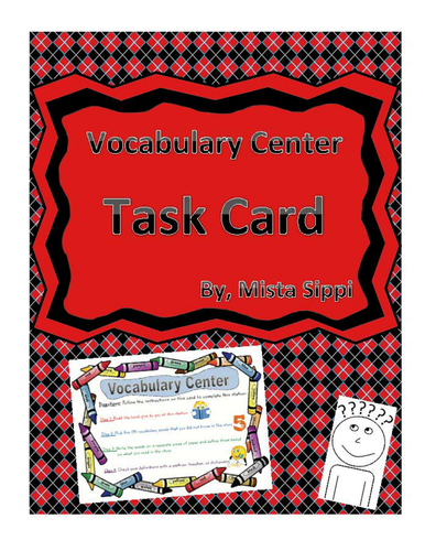 Vocabulary Center Task Card