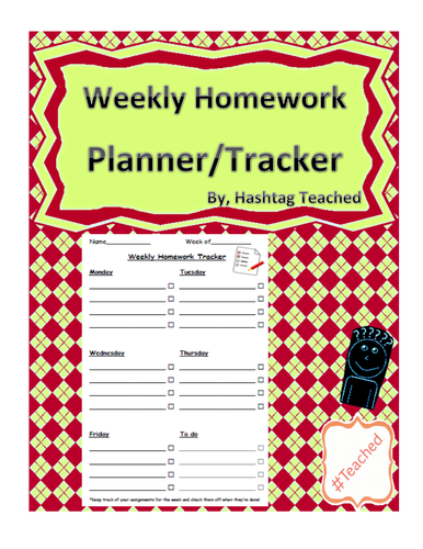 Weekly Homework Tracker and Planner Template