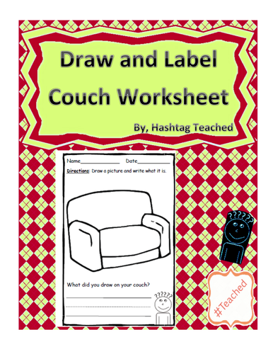 Draw and Label Couch Scene (Building Early Vocabulary)