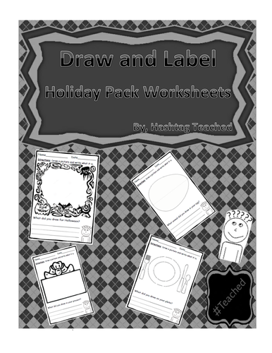 Draw and Label Holiday Pack Scene Bundle (Building Early Vocabulary)