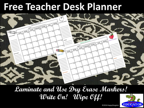 Free Teacher Desk Planner - Back to School Calendar