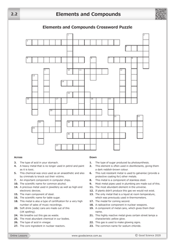 Elements and Compounds [Crossword Puzzle]