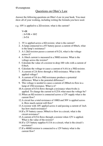 Questions on Ohm's Law