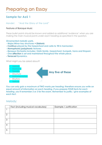 Preparing an Essay (Edexcel GCSE Music - OLD SPEC)