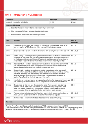 VEX Robotics EDR Curriculum - Introduction to Robotics