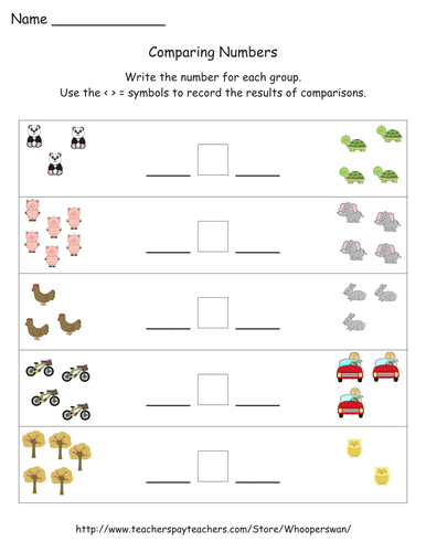 Comparing Numbers Worksheets Teaching Resources