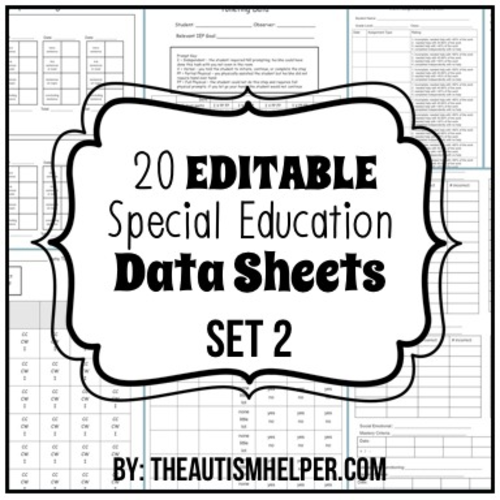 20 Special Education Data Sheets SET 2 {EDITABLE}