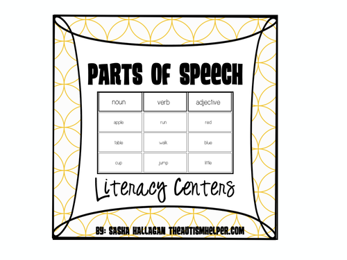 4 Parts of Speech Literacy Centers for Special Education