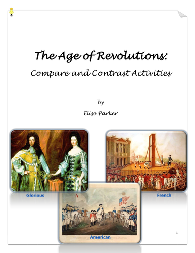 Age of Revolutions Review Worksheets - Glorious, French, American Revolutions