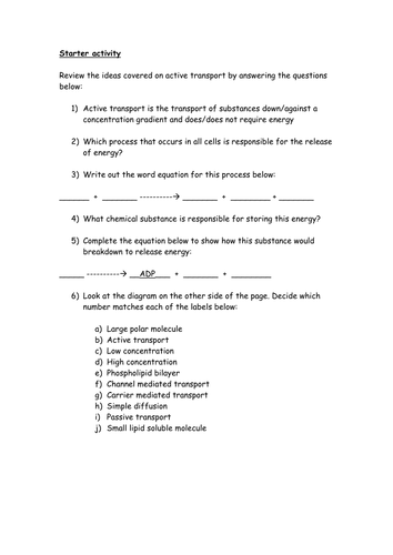 Active transport - a review of transport across a membrane