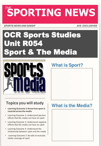 OCR Level 1/2 National Certificate in Sports Studies R054 Sport & The Media student booklet