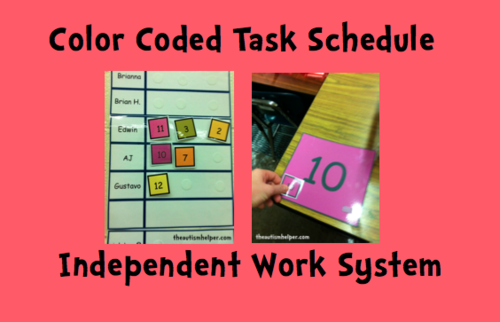 Color Coded Task Schedule for Children with Autism