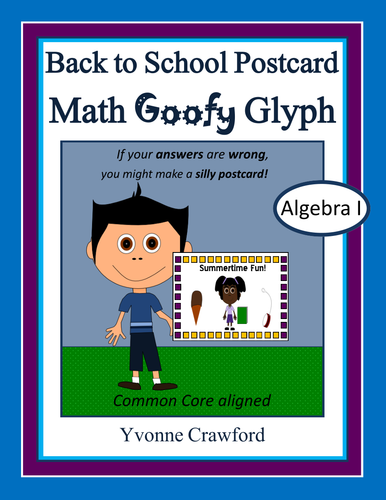 Back to School Postcard Math Goofy Glyph (Algebra)