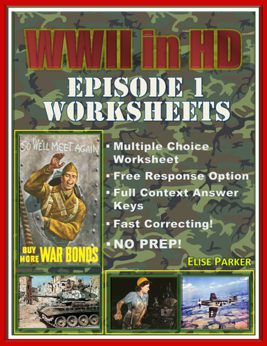 WWII in HD Worksheets: Episode 1, "Darkness Falls"
