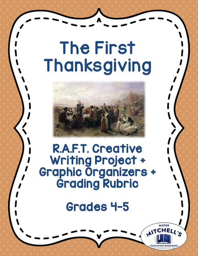 The First Thanksgiving RAFT Creative Writing Project + Graphic Organizers + Rubric