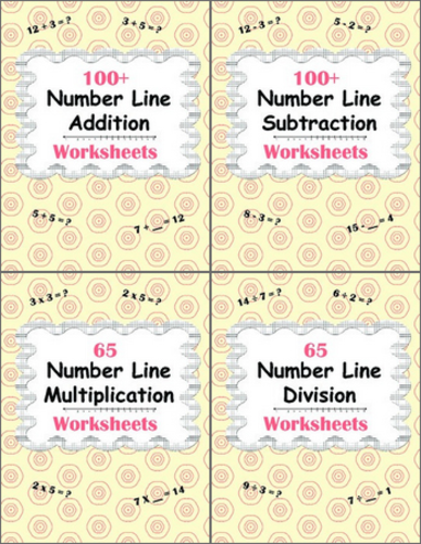 Number Line Worksheets Bundle - Addition, Subtraction, Multiplication, Division