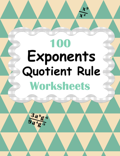 Exponents Worksheets Bundle - Product, Power & Quotient Rule by bios444