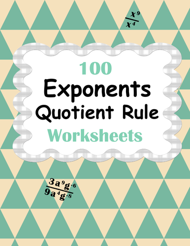 Exponents - Quotient Rule Worksheets