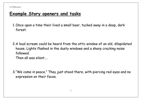 creative writing story openers