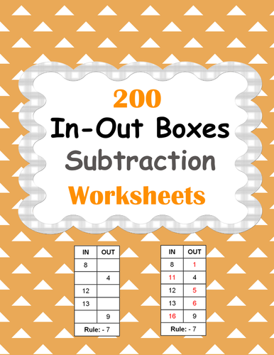 In and Out Boxes - Subtraction Worksheets
