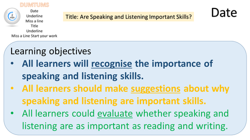 New Specification GCSE Speaking & Listening Assessment