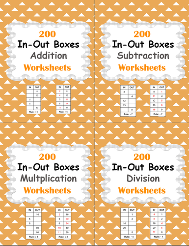 In and Out Boxes Worksheets Bundle