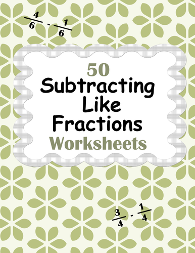Subtracting Like Fractions Worksheets