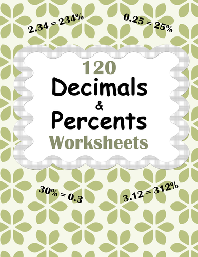 Decimals and Percents Worksheets