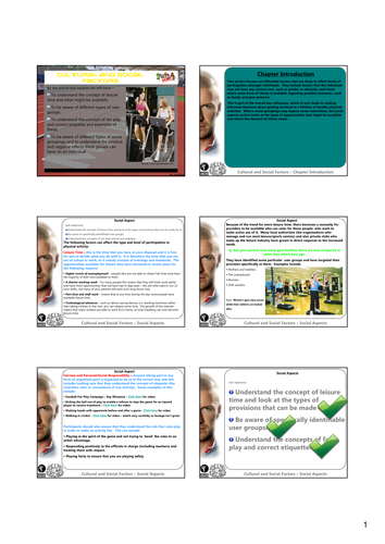 GCSE PE Revision - Cultural and Social Factors