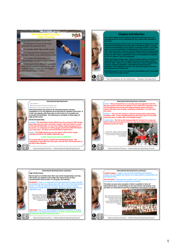 GCSE PE - International Stuff