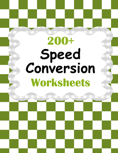 Speed Conversion Worksheets