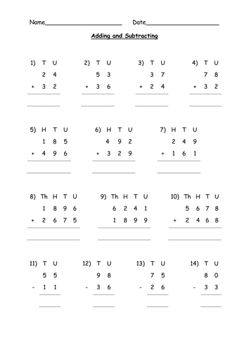 Addition and Subtraction | Teaching Resources