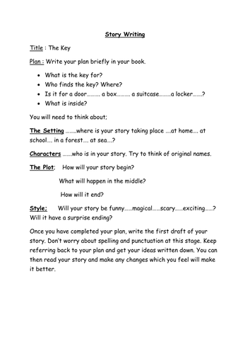 Story Writing - 'The Key' | Teaching Resources