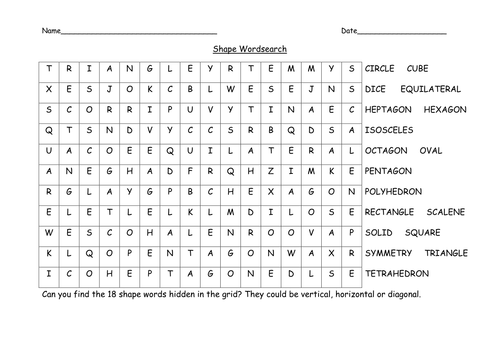 Shape Wordsearch