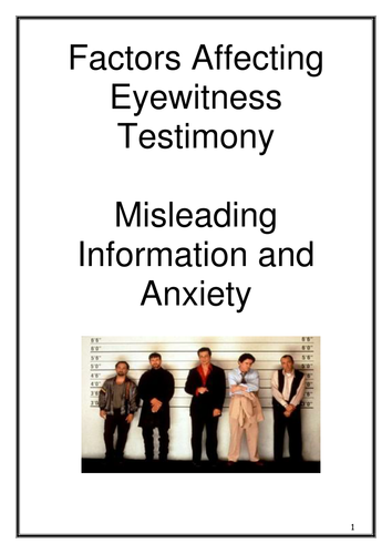 Memory - Factors Affecting Eyewitness Testimony Workbook - New AQA 2015 Specification