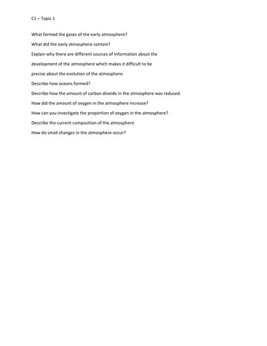 EDEXCEL GCSE CHEMISTRY C1 - CORE CHEMISTRY/UNIT 1 (2CH01/2SC01) - MEGA REVISION PACK