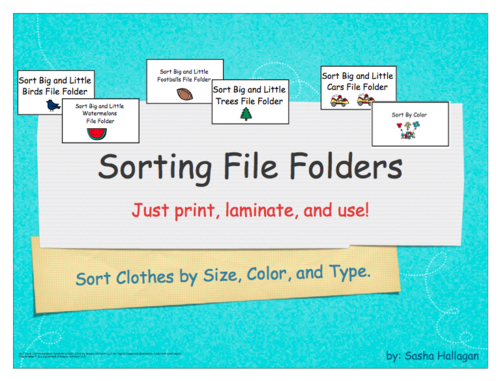 File Folder Activities to Sort by Color, Size, and Type