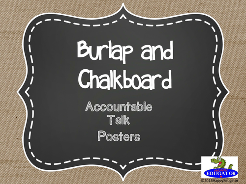 Accountable Talk Posters - Burlap and Chalkboard