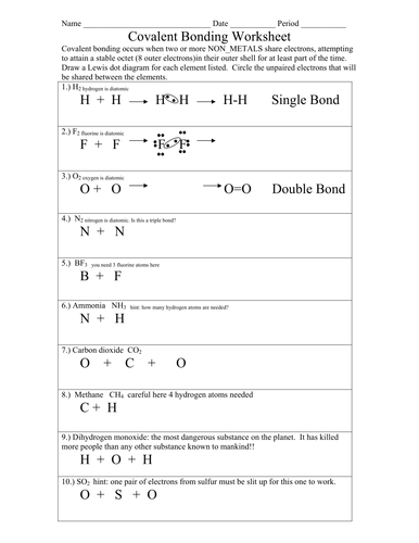 Printables Chemical Bonding Worksheet With Answers chemical bonding worksheets davezan come together worksheet answers davezan