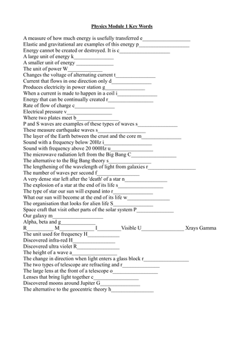 Edexcel Physics Key Words