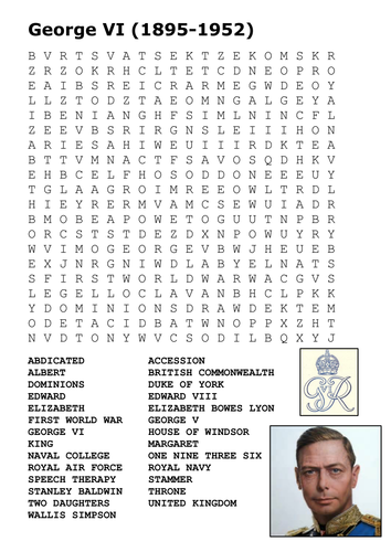 King George VI  Word Search