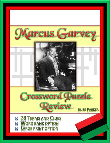 Marcus Garvey Worksheet -- Crossword Puzzle Review