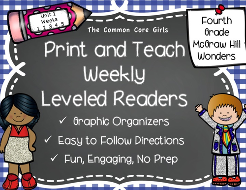 McGraw Hill Wonders 4th Grade Unit 1 Print and Teach Leveled Readers