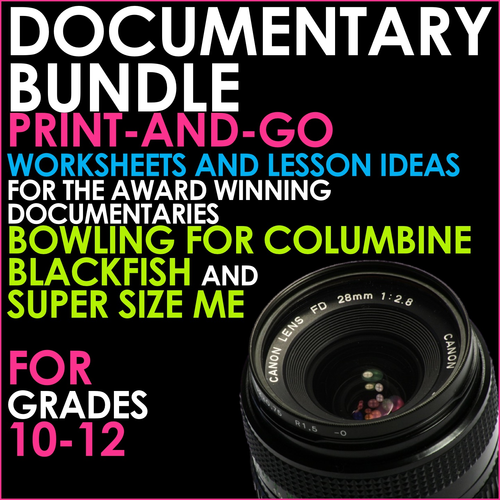 DOCUMENTARY BUNDLE - Lessons for BLACKFISH, BOWLING FOR COLUMBINE and SUPER SIZE ME
