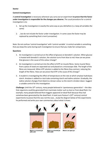 Setting up a control experiment - understanding the key principles